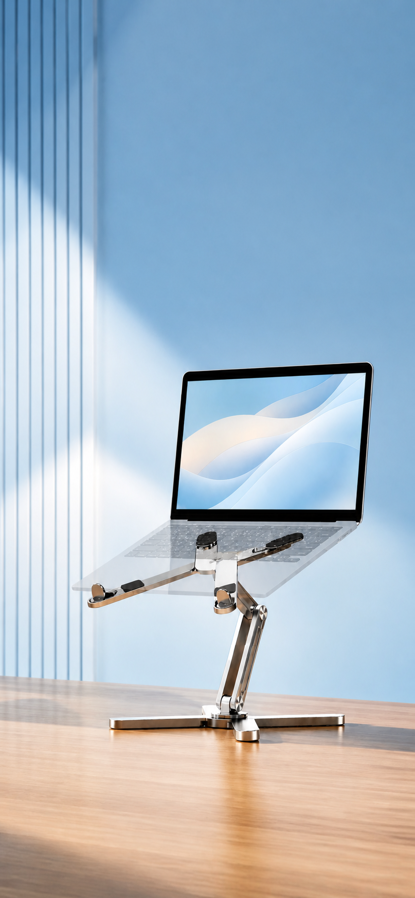 Setup ergonomique Ergo Studio : support laptop rotatif 360° et support tablette en aluminium pour améliorer la posture au bureau
